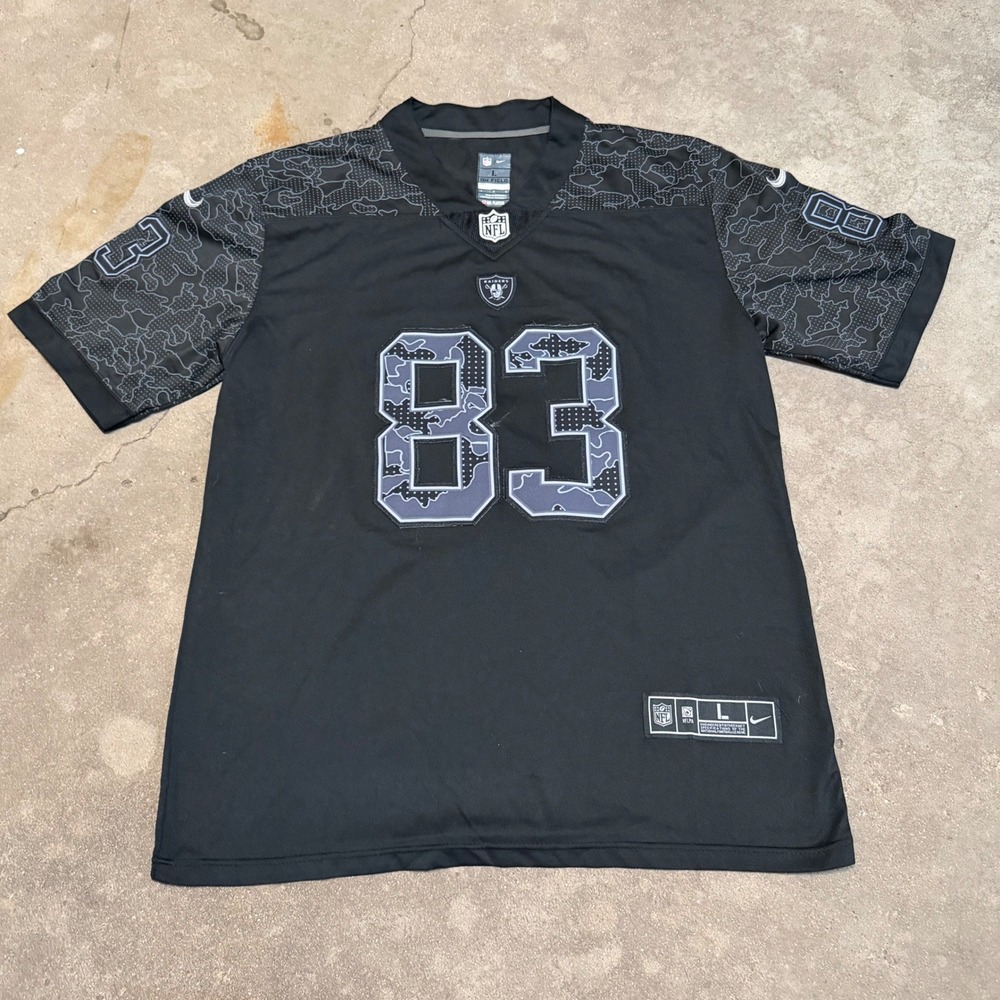 Nike Las Vegas Raiders Jersey Men L Black Waller 83 Camo NFL On Field